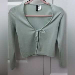 H&M Mint Green Ribbed Cardigan